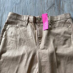 🌴 Lilly Pulitzer GOLD Eagan High Rise Super Sparkly Gold Metallic Pants NWT 16